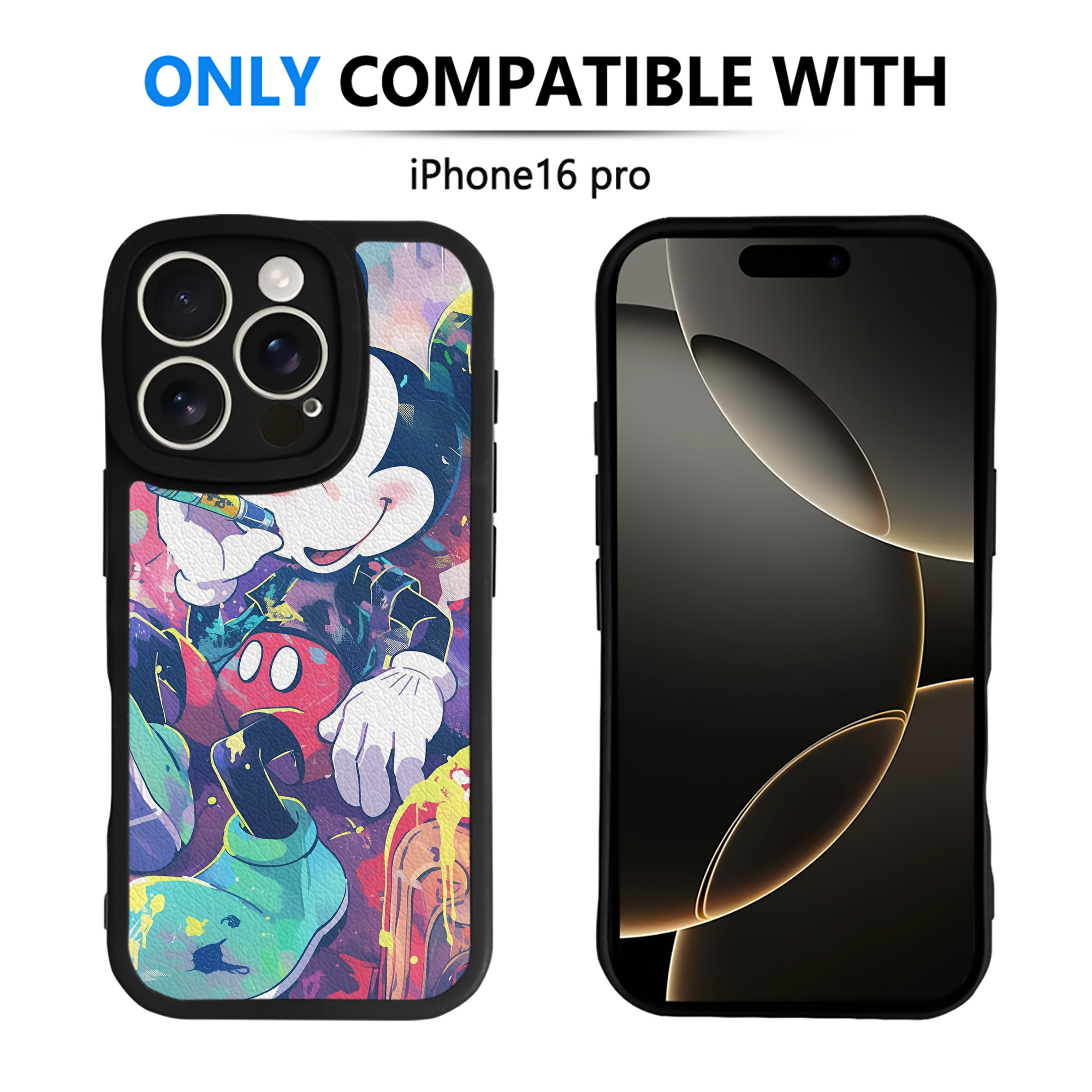 （画像用） ミッキーマウス Mickey Mouse 【iPhone 16シリーズ対応】シリコンスマホケース（レザー調） 材質：シリコン